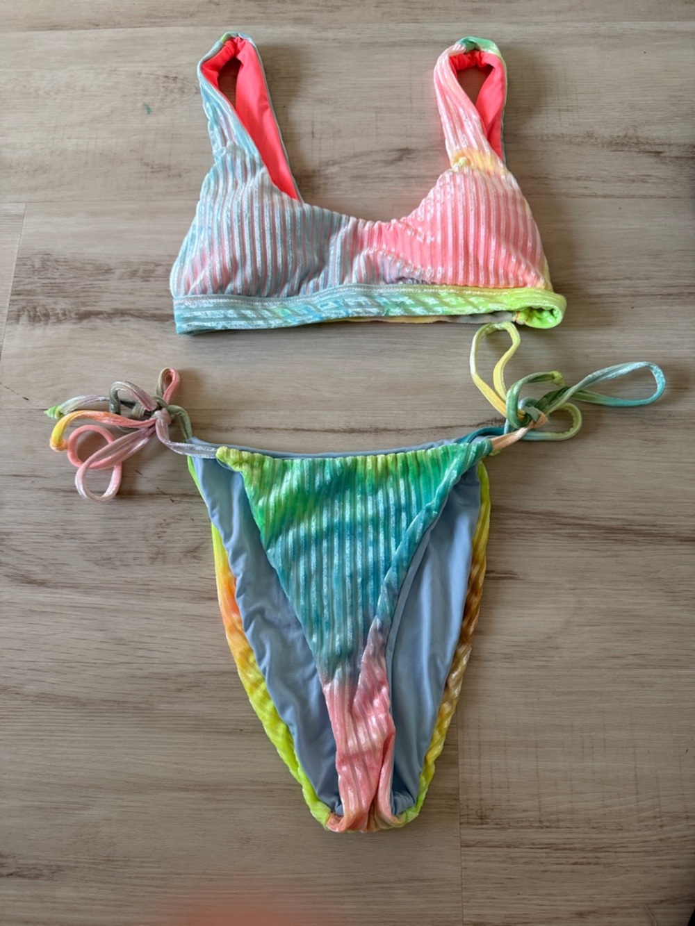 Dippin' Daisy's Multicolor Tie-Dye Ribbed Bikini Set